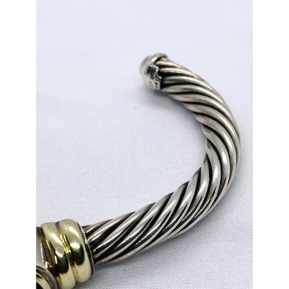 David Yurman Twisted Cable Cuff Bracelet 925 Silver & 14k Gold Amethyst - Picture 3 of 12